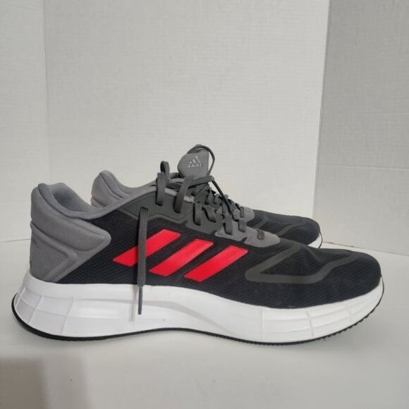 Adidas Duramo 10 Running Shoes Grey Four Vivid Red Iron Metallic Men\'s Size 12.5 main image 9